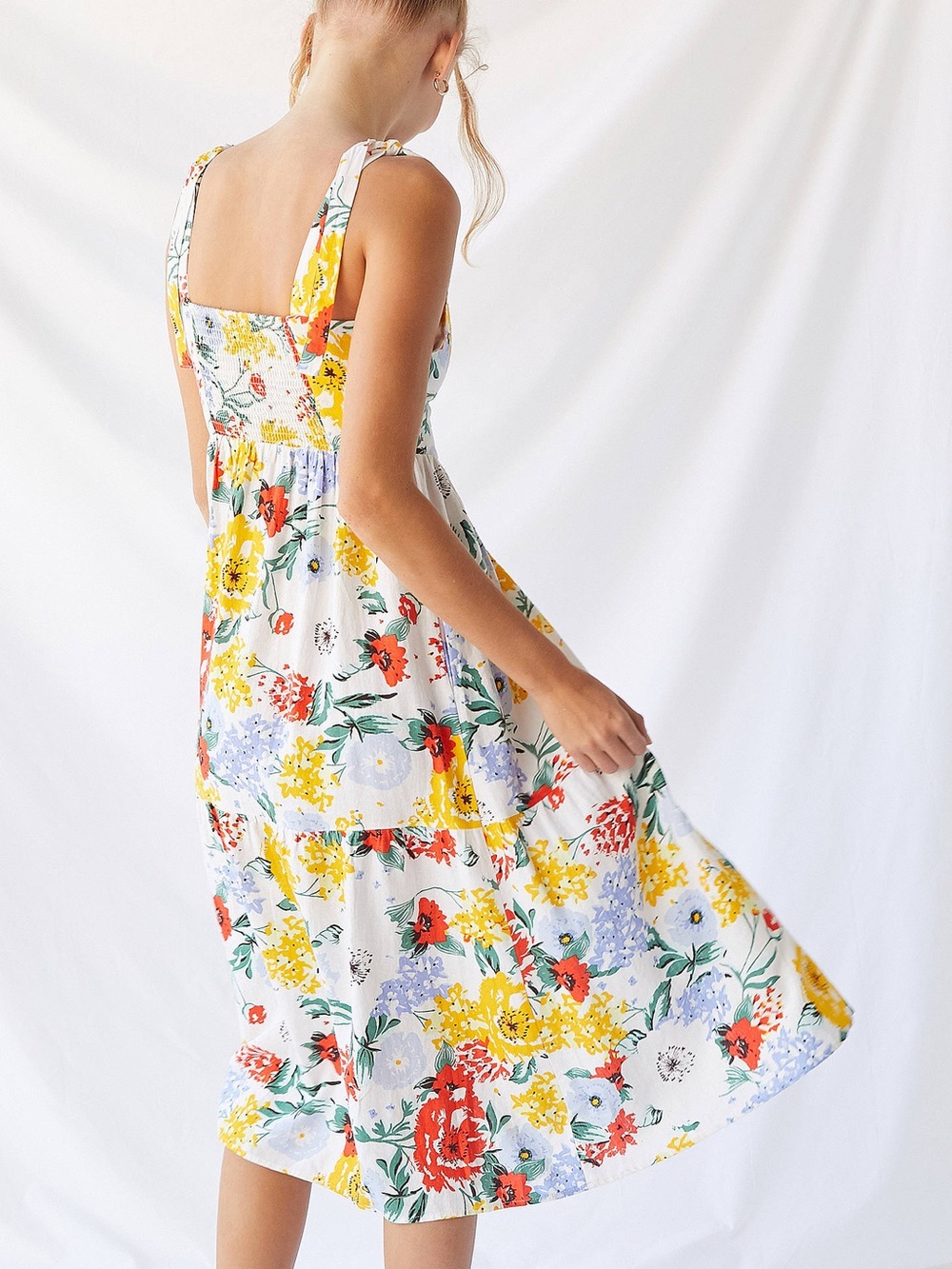 Urban Outfitters Positano Linen Blend Floral Midi Dress - Size XS - Picture 3 of 12
